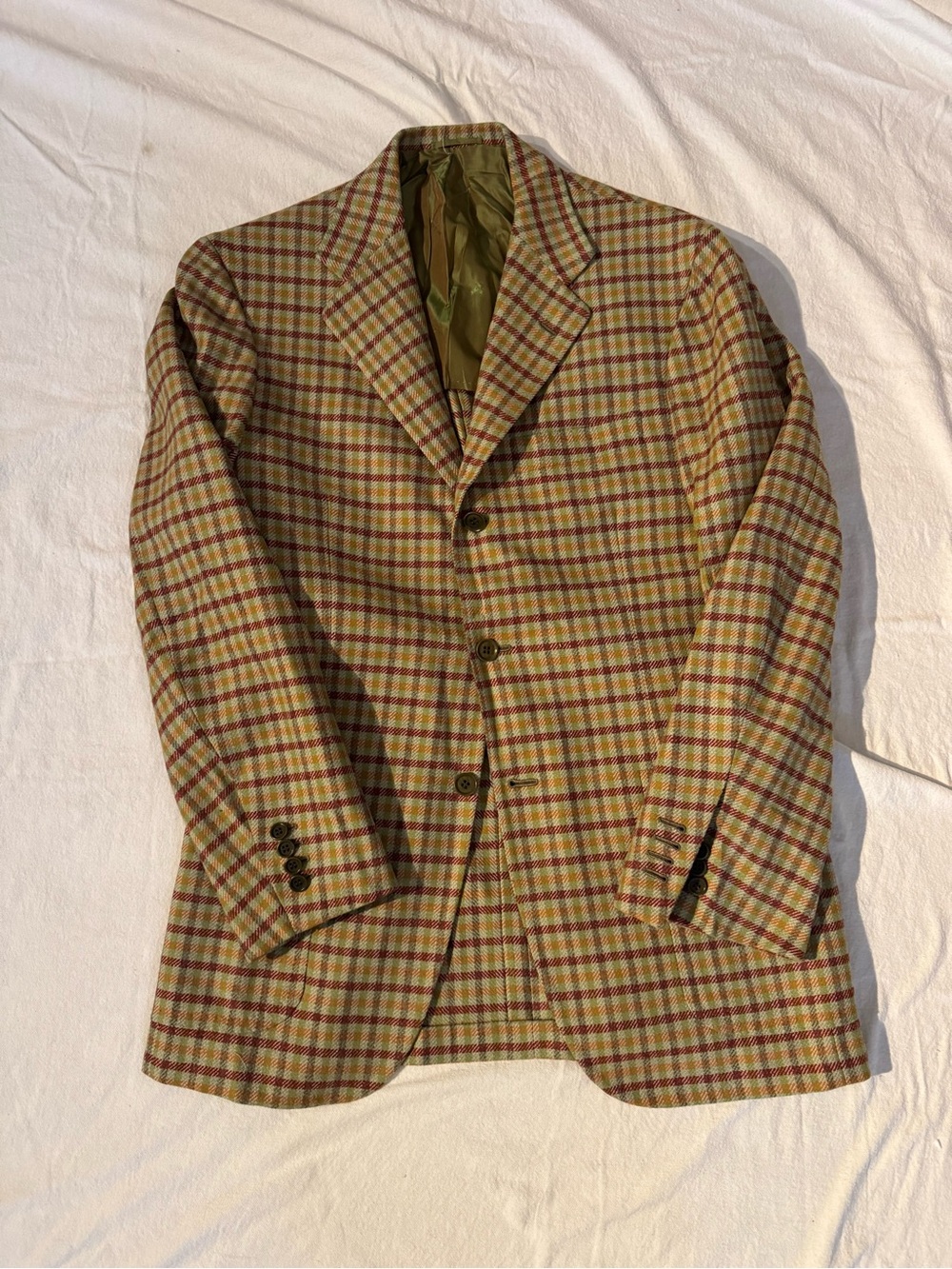 Vintage Kiton Men’s 100% Wool Plaid Sport Coat Made in Italy